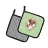 Caroline's Treasures CK4415PTHD Boxer Green Flowers Pair of Pot Holders Kitchen Heat Resistant Pot Holders Sets Oven Hot Pads for Cooking Baking BBQ, 7 1/2 x 7 1/2 view 2