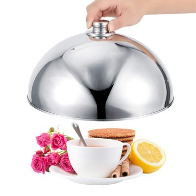 Food Cover Polished Stainless Steel Food Dish Cover Lid non-Fly Dust -Cover for Hotel Buffet Restauran Utensil(12.5in)