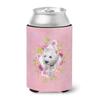 Caroline's Treasures CK4193CC West Highland White Terrier Pink Flowers Can or Bottle Hugger Cooler Washable Drink Sleeve Collapsible Beverage Insulated Holder, Can Hugger, Multicolor view 1