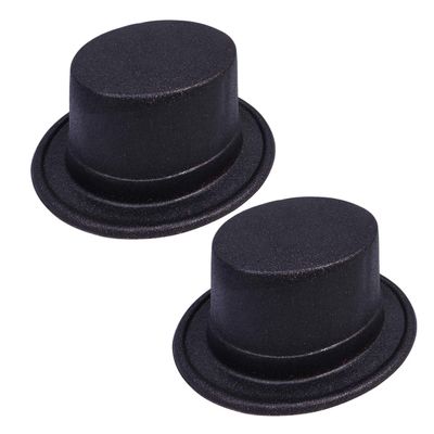 PRETYZOOM 2pcs Black Glitter Top Hat Costume Hats Funny Party
