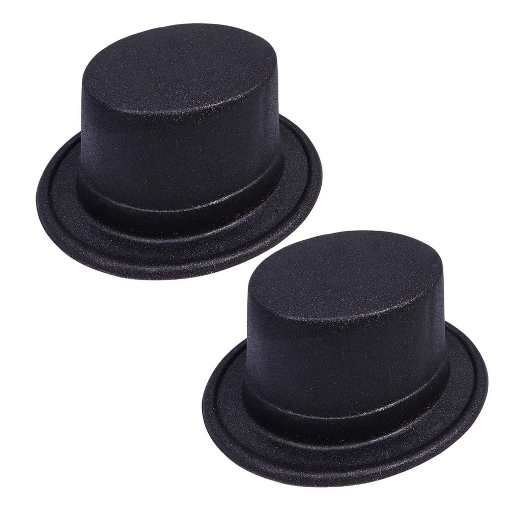 PRETYZOOM 2pcs Black Glitter Top Hat Costume Hats Funny Party