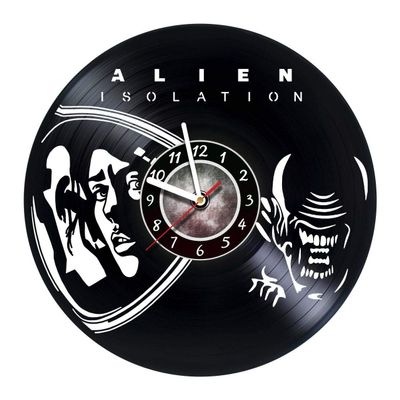 Wall Clock Compatible with Alien Isolation Made of Vinyl Record - Decor Original Design - Birthday, Wedding, Anniversary, Women, Men, Friends, Girlfriend Boyfriend and Teens