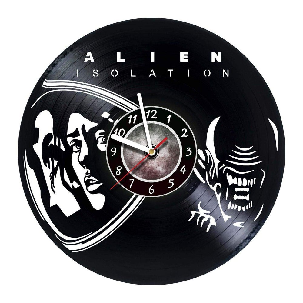 Wall Clock Compatible with Alien Isolation Made of Vinyl Record - Decor Original Design - Birthday, Wedding, Anniversary, Women, Men, Friends, Girlfriend Boyfriend and Teens