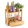 Sorbus Bamboo Bathroom Counter Organizer  2-Tier Shelf with Hidden Drawer for Vanity, Matcha Station, Bathroom Sink Organizer Countertop, Kitchen & Office Storage (13Lx6.5Wx12.6H) view 1