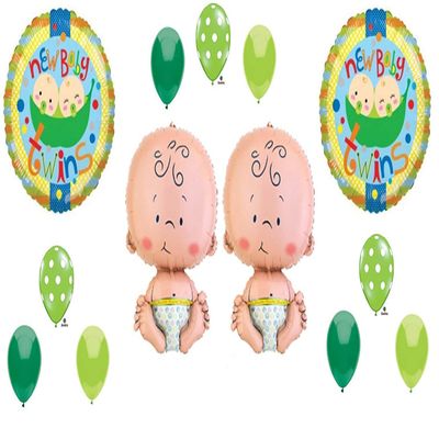 13 New Twin Baby Balloons Twins Party Shower Babies peas in a pod Peapod Unisex Decor Favors Gift