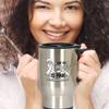 BeeTeeStore Lung Cancer Awareness Travel Mug - Not All Cancer Is Pink Pearl Ribbon Graphic - 14oz Insulated Stainless Steel Coffee Cup for Survivors and Fighters view 4