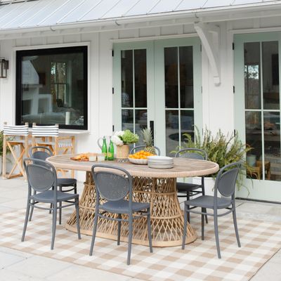 Oriental Weavers Marina Indoor/Outdoor Rug - 2598I - 3'7" x 5'6" - in Tan/Ivory - Modern Farmhouse Style, Water, Stain and Fade Resistant, Hose Clean, Patio, Outdoor Living Area Rug