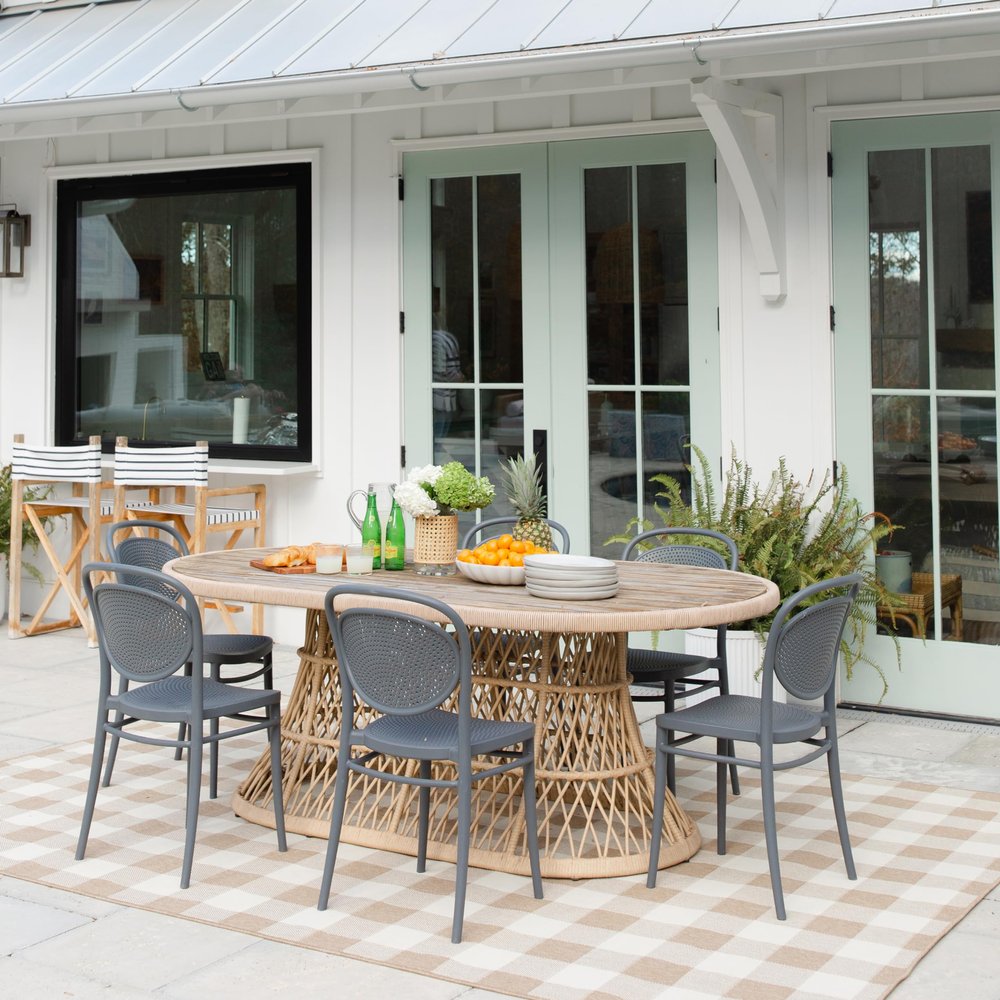 Oriental Weavers Marina Indoor/Outdoor Rug - 2598I - 3'7" x 5'6" - in Tan/Ivory - Modern Farmhouse Style, Water, Stain and Fade Resistant, Hose Clean, Patio, Outdoor Living Area Rug