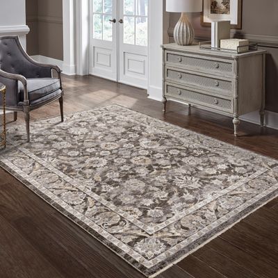 Oriental Weavers Maharaja Area Rug - 070N1-2' x 3' - in Grey/Ivory - Vintage Inspired, Stain Resistant, Family and Pet Friendly, Entryway, Bathroom Accent Rug