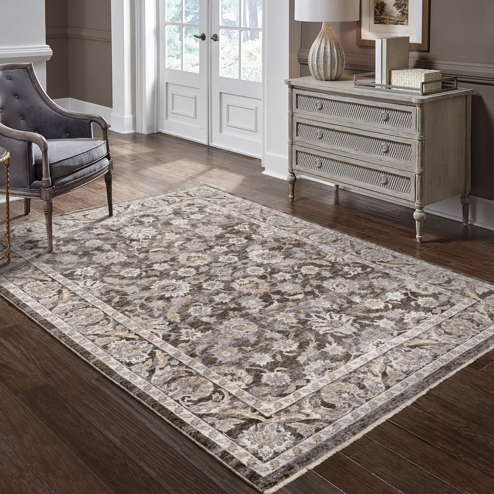 Oriental Weavers Maharaja Area Rug - 070N1-2' x 3' - in Grey/Ivory - Vintage Inspired, Stain Resistant, Family and Pet Friendly, Entryway, Bathroom Accent Rug