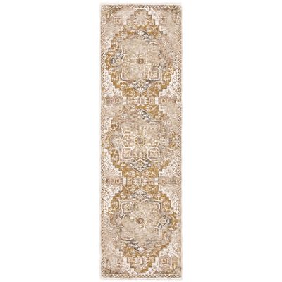 Oriental Weavers Maharaja Area Rug - 661C1-2'3" x 7'6" - in Gold/Ivory - Vintage Inspired, Stain Resistant, Family and Pet Friendly, Entryway, Hallway Runner Rug