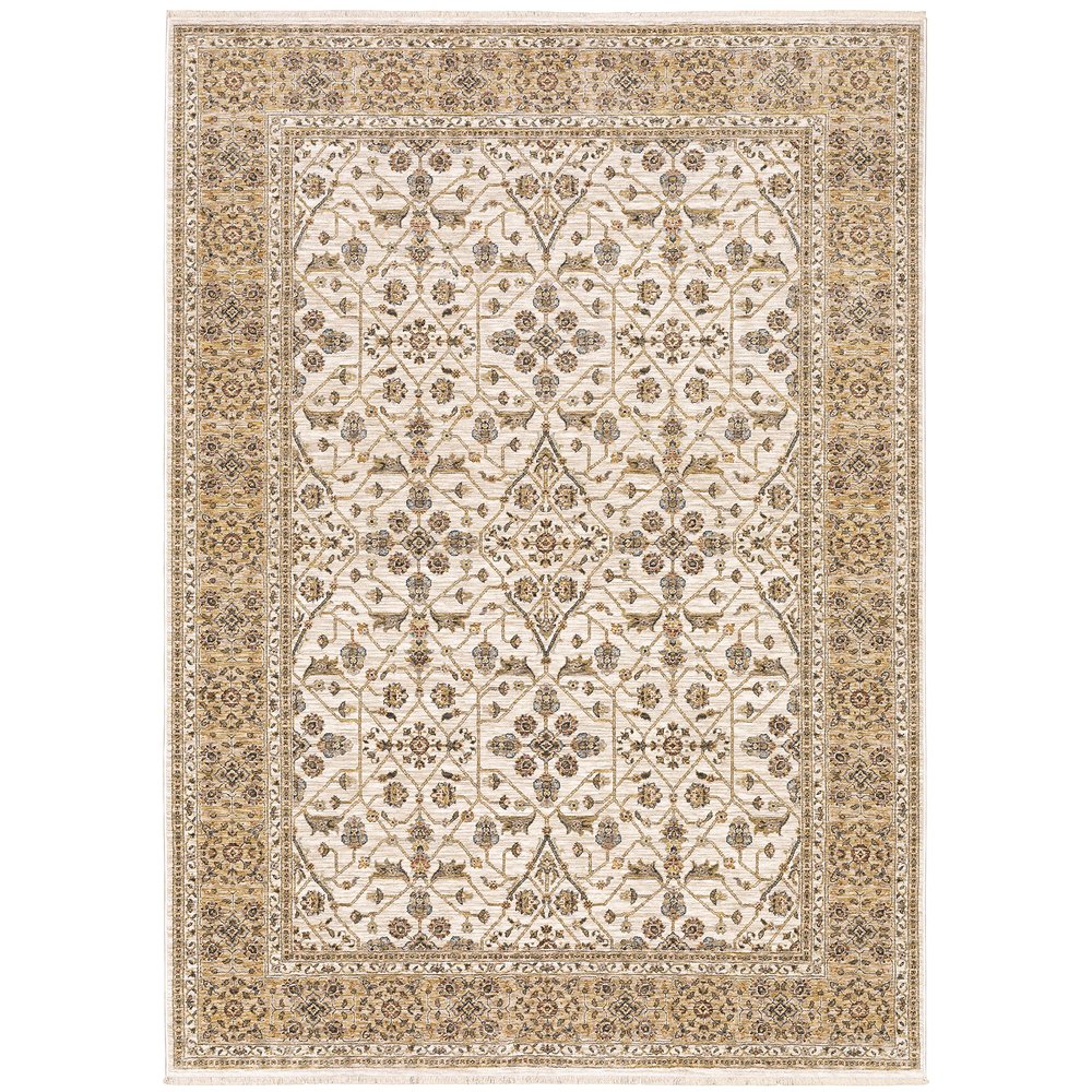 Oriental Weavers Maharaja Area Rug - 001J1-2' x 3' - in Ivory/Gold - Vintage Inspired, Stain Resistant, Family and Pet Friendly, Entryway, Bathroom Accent Rug