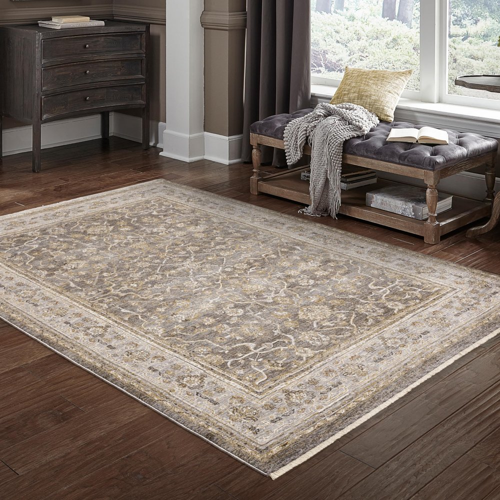 Oriental Weavers Maharaja Area Rug - 040M1-2' x 3' - in Beige/Grey - Vintage Inspired, Stain Resistant, Family and Pet Friendly, Entryway, Bathroom Accent Rug