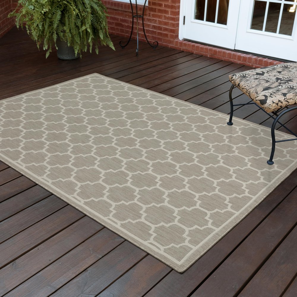 Sphinx Portofino Area Rug 1636H Outdoor Grey Angled Crosshatch 6' 7" x 9' 2" Rectangle