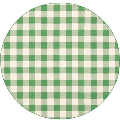 Sphinx Meridian Area Rug 2598G Outdoor Green Plaid Blocks 7' 10" x 7' 10" Rectangle