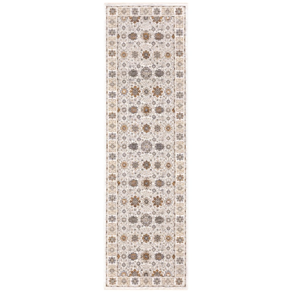 Oriental Weavers Maharaja Area Rug - 071W1-2'3" x 7'6" - in Ivory/Gold - Vintage Inspired, Stain Resistant, Family and Pet Friendly, Entryway, Hallway Runner Rug