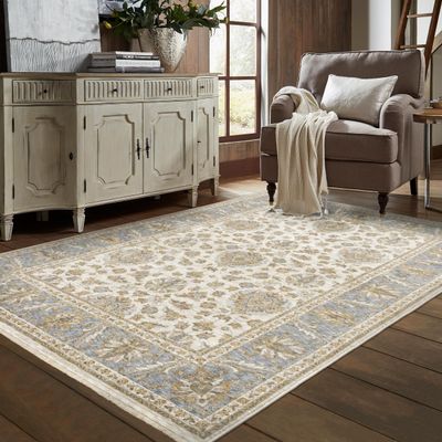 Sphinx Maharaja Area Rug 5091Z Traditional Ivory Half-Brick Scrolls 6' 7" x 9' 6" Rectangle