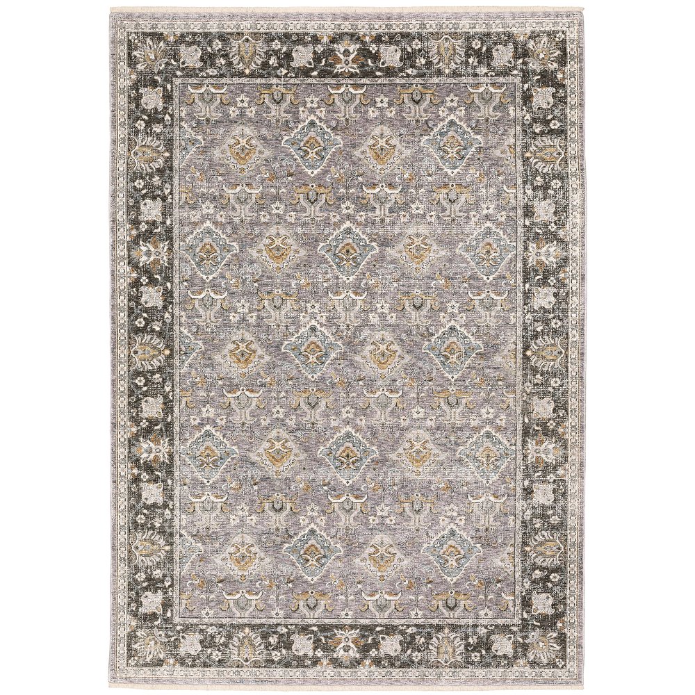 Oriental Weavers Maharaja Area Rug - 091E1-2' x 3' - in Grey/Blue - Vintage Inspired, Stain Resistant, Family and Pet Friendly, Entryway, Bathroom Accent Rug