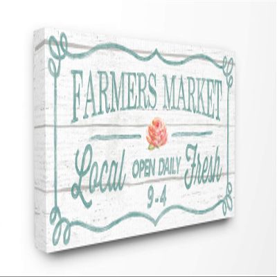 Stupell Industries Farmers Market Rustic Wood Textured Word Design Canvas Wall Art, Multi-Color
