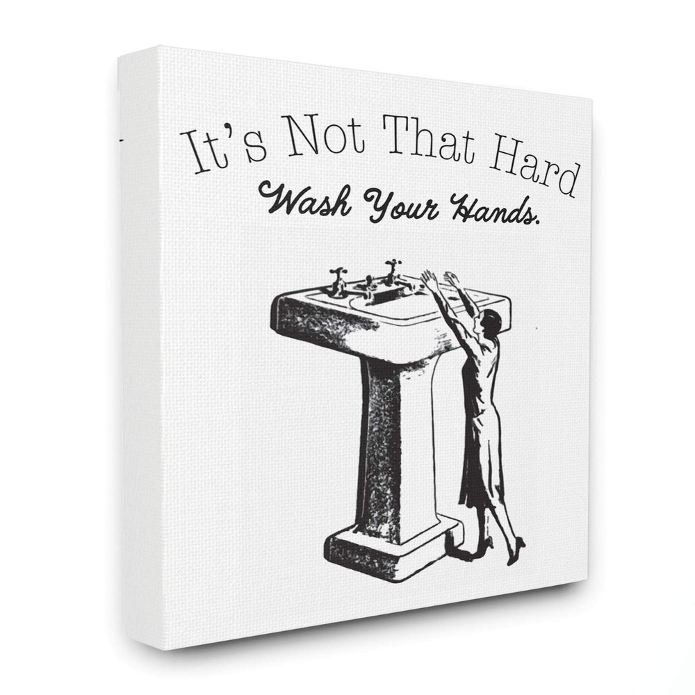 Stupell Industries Not That Hard Bathroom Funny Word Design Canvas Wall Art, 16 x 20, Multi-Color (wrp-1409_cn_16x20)
