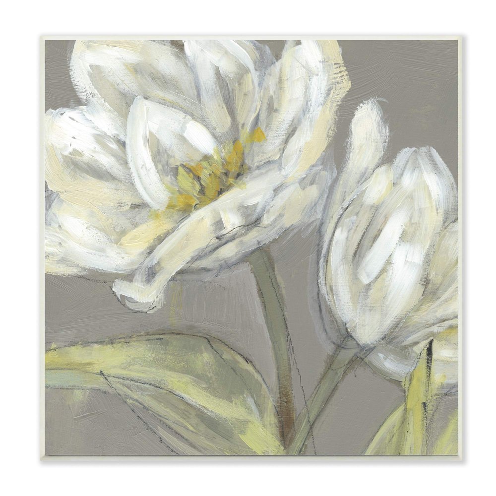 Stupell Industries Flower Petals Green Grey Painting Wall Plaque, Multi-Color