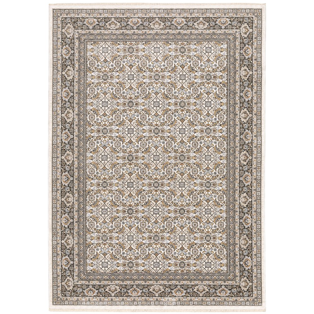 Oriental Weavers Maharaja Area Rug - 2061N - 2' x 3' - in Ivory/Grey - Vintage Inspired, Stain Resistant, Family and Pet Friendly, Entryway, Bathroom Accent Rug