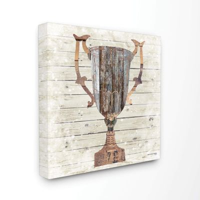 Stupell Industries Vintage Sports Trophy Wood Textured Design Canvas Wall Art, Multi-Color