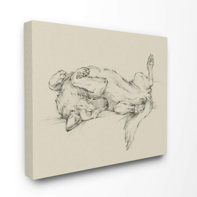 Stupell Industries Dog Napping Animal Pet Drawing Canvas Wall Art, 24 x 30, Multi-Color