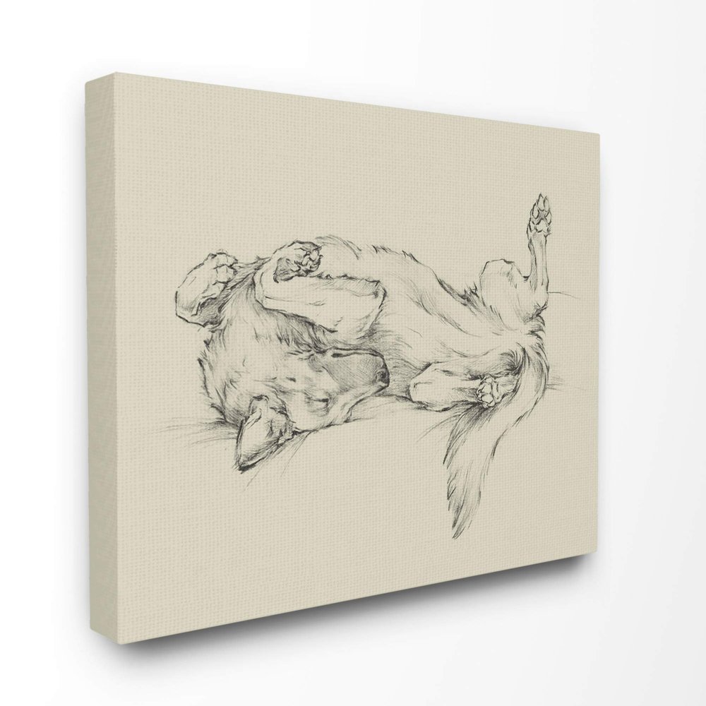 Stupell Industries Dog Napping Animal Pet Drawing Canvas Wall Art, 24 x 30, Multi-Color