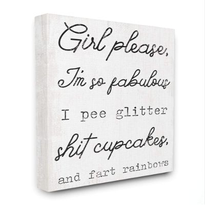 Stupell Industries Girl Please Glam Funny Wood Textured Word Design Canvas Wall Art, 16 x 20, Multi-Color