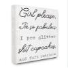 Stupell Industries Girl Please Glam Funny Wood Textured Word Design Canvas Wall Art, 16 x 20, Multi-Color view 1