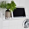 AMT 2 Pack Acrylic Floating Shelves, 15" L x 4" W, Clear Bathroom Wall Shelf, Bookshelves, Invisible Display for Office, Bedroom, Hanging Slots for Bath Sponge & Others Items, Free Screws & Drill Bit view 2
