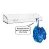 AMT 2 Pack Acrylic Floating Shelves, 15" L x 4" W, Clear Bathroom Wall Shelf, Bookshelves, Invisible Display for Office, Bedroom, Hanging Slots for Bath Sponge & Others Items, Free Screws & Drill Bit view 4