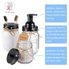 Komashr Mason Jar Bathroom Accessories Set(4pcs)- Jars Not Included - Foaming Soap Dispenser,Toothbrush Holder, and Apothecary Storage Jars Lids -Rustic Farmhouse Decor,Black view 2
