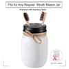 Komashr Mason Jar Bathroom Accessories Set(4pcs)- Jars Not Included - Foaming Soap Dispenser,Toothbrush Holder, and Apothecary Storage Jars Lids -Rustic Farmhouse Decor,Black view 4