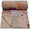 Sophia-Art Patola Cotton Patch Work Kantha Quilt, Kantha Blanket Bedspread, Patch Kantha Throw, King Kantha, Kantha Rallies Indian Sari Quilt, Size 90" X 108 view 3