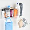 AMT 4 Pack Acrylic Floating Shelves, 15" L x 4" W, Clear Bathroom Wall Shelf, Bookshelves, Invisible Display for Office, Bedroom, Hanging Slots for Bath Sponge & Others Items, Free Screws & Drill Bit view 4