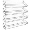 AMT 4 Pack Acrylic Floating Shelves, 15" L x 4" W, Clear Bathroom Wall Shelf, Bookshelves, Invisible Display for Office, Bedroom, Small Gap Allows Water to Escape, Free Screws & Drill Bit view 1
