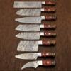 Damascus Knife Custom Handmade 8" To 17" Rose Wood Handle Chef knife Set Of 8 view 1