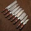 Damascus Knife Custom Handmade 8" To 17" Rose Wood Handle Chef knife Set Of 8 view 2