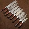Damascus Knife Custom Handmade 8" To 17" Rose Wood Handle Chef knife Set Of 8 view 4
