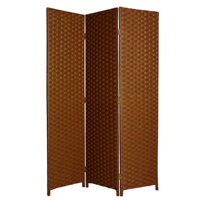 Benjara Wooden Foldable 3 Panel Room Divider with Streamline Design, Brown