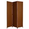 Benjara Wooden Foldable 3 Panel Room Divider with Streamline Design, Brown view 1