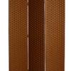 Benjara Wooden Foldable 3 Panel Room Divider with Streamline Design, Brown view 3