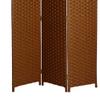Benjara Wooden Foldable 3 Panel Room Divider with Streamline Design, Brown view 4