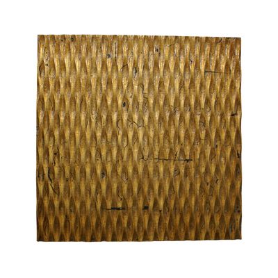 Benjara Modern Style Wooden Wall Decor with Patterned Carving, Large, Gold