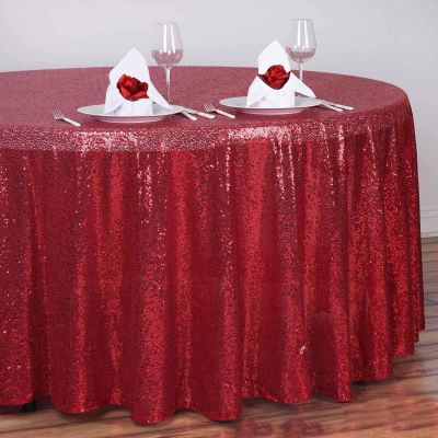 108" Red Sequin Round Tablecloth