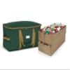 Covermates Keepsakes Adjustable Ornament Storage Bag  Heavy-Duty Polyester, Padded Dividers & FlexGrid Trays  Protective Holiday Ornament Organizer with Handles & Label Window, Green view 1
