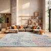 SAFAVIEH Area Rug 8x10 - Tulum Collection - Large - Ivory & Blue, Moroccan Boho Tribal Design, Non-Shedding & Easy to Clean, Ideal for Living Room, Bedroom, Dining Space (TUL272C) view 1