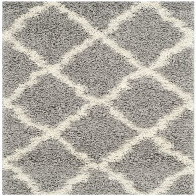 SAFAVIEH Dallas Shag Collection Accent Rug - 2'3" x 4', Grey & Ivory, Trellis Design, Non-Shedding & Easy Care, 1.5-inch Thick Ideal for High Traffic Areas in Entryway, Living Room, Bedroom (SGD257G)